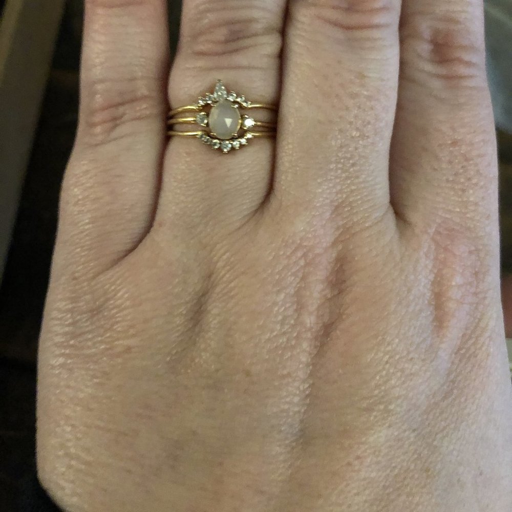 Size 8 - TAI JEWELRY - Stackable Crown Ring Set - White - Picture 5 of 15